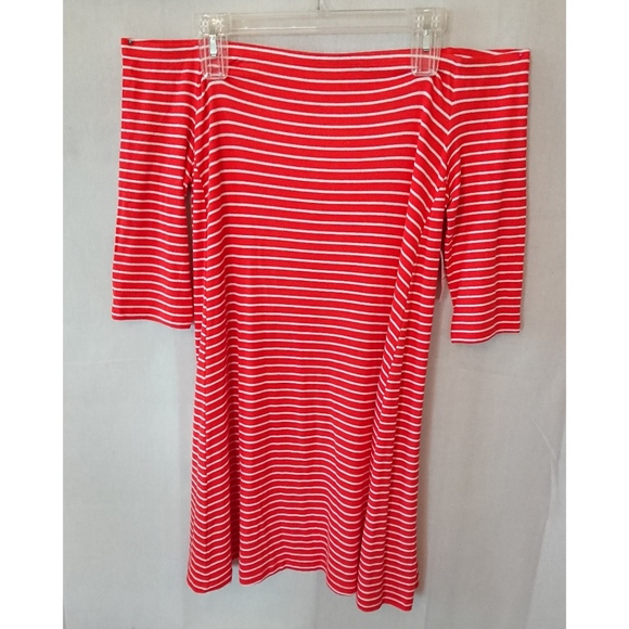 Orange & White Striped Off Shoulder Old Navy Dress - Picture 2 of 7